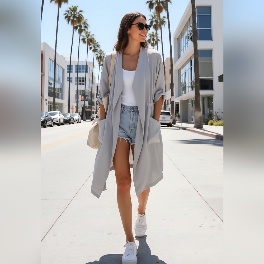 🍓Zara Chiffon Duster Jacket Coat Trench